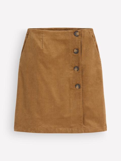 BODEN Evelyn Button Cord Wrap Skirt-Gingerbread