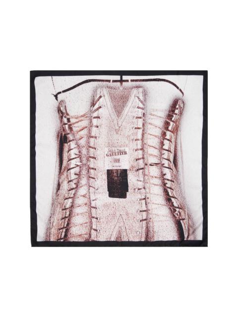 Jean Paul Gaultier Pink & Gray 'The Trompe L'oeil Corset' Printed Silk Scarf