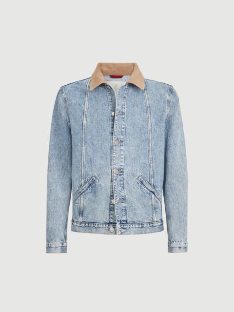 Brunello Cucinelli Denim outerwear jacket with suede collar