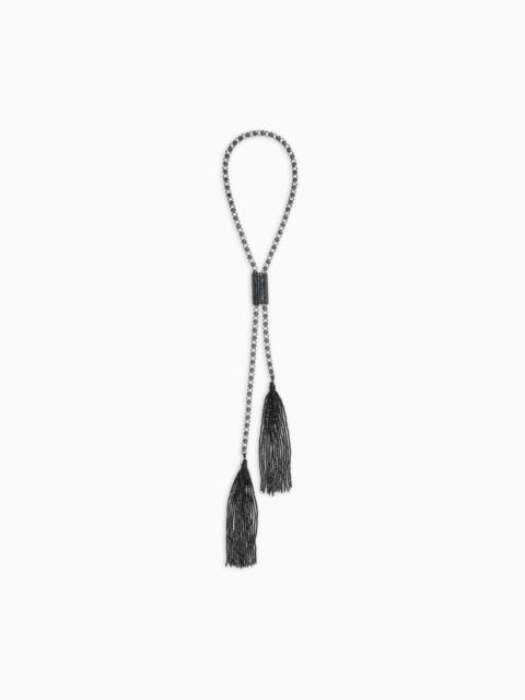 GIORGIO ARMANI LONG CHAIN NECKLACE WITH BEADED TASSELS
