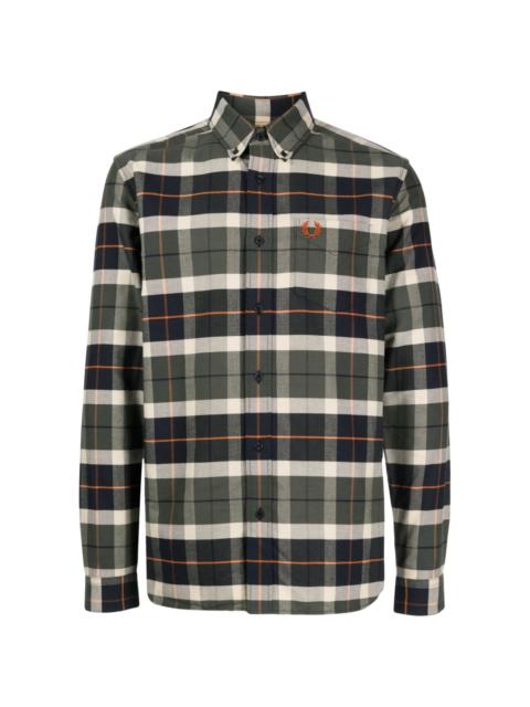 logo-embroidered check flannel shirt
