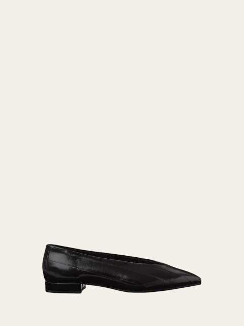 Loro Piana Glossy Eel Leather Ballerina Flats