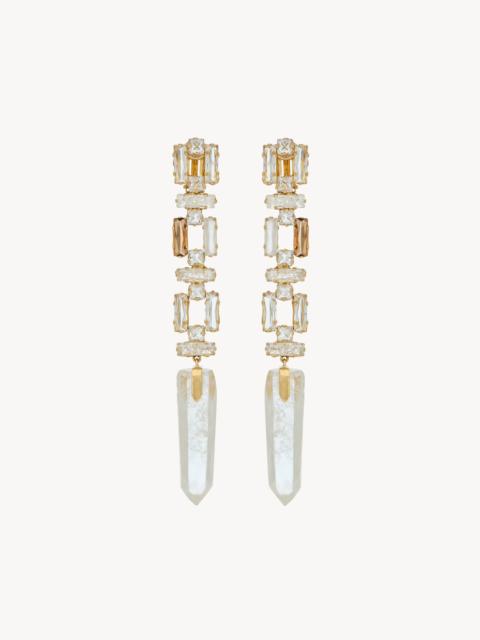 SAINT LAURENT OBELISK EARRINGS IN CRYSTAL ROCK AND GLASS