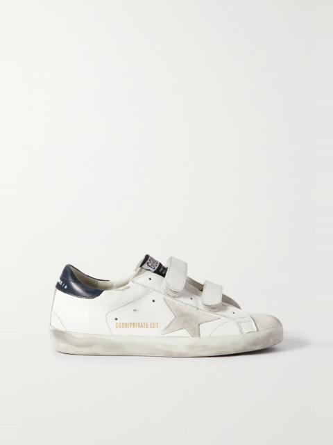 Old School distressed leather sneakers White