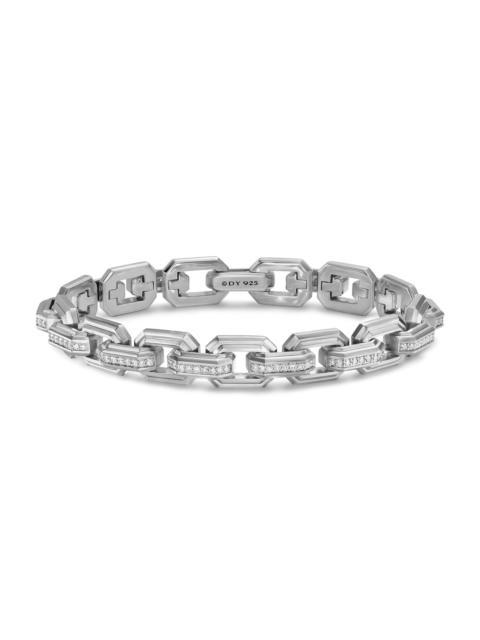 DAVID YURMAN Men's Faceted Flat Link Bracelet in Sterling Silver - Diamond