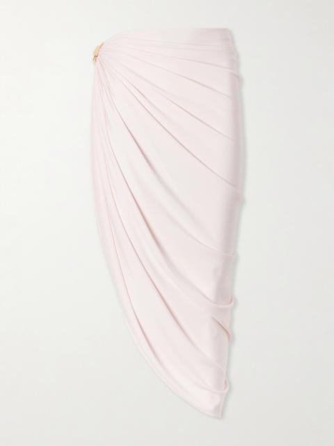 Sportmax Embellished Draped Jersey Midi Skirt