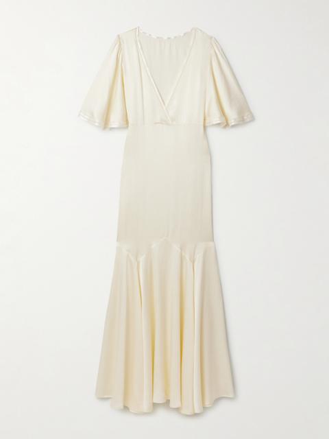 BODE Claret Hammered-silk Gown