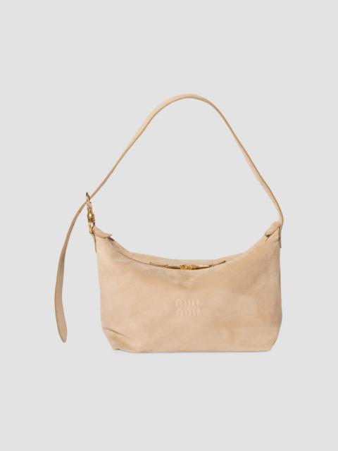 Miu Miu Women's Spirit Suede Shoulder Bag - Beige Khaki