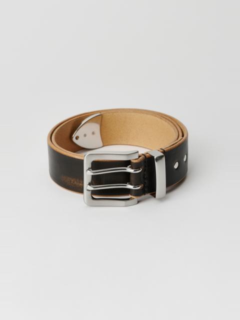 Our Legacy 4 cm Double Tongue Belt Black Vintage Leather