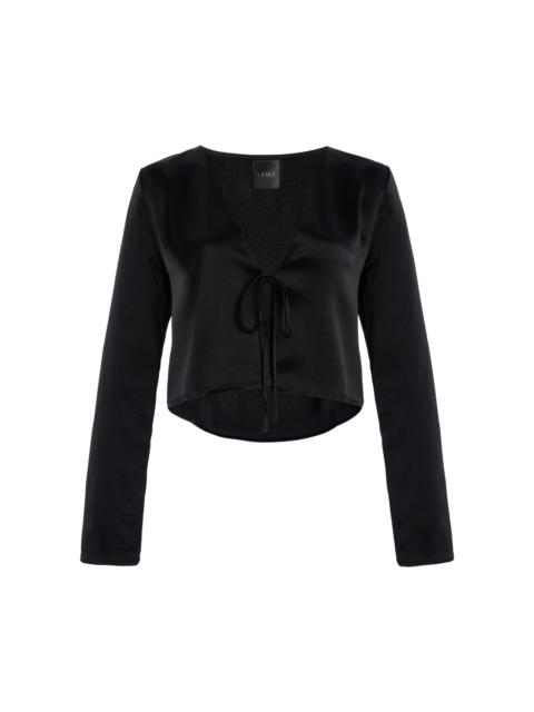 LESET Barb Cropped Satin Top black