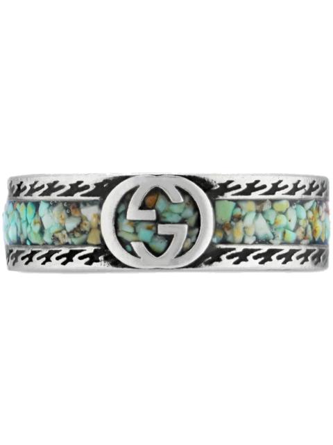GUCCI Gucci Ring With Interlocking G Silver/Brown/Turquoise