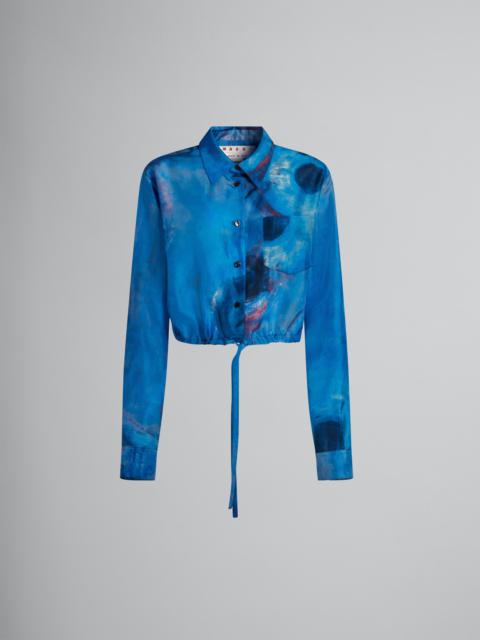 Marni DRAWSTRING SILK SHIRT WITH BUCHI BLU PRINT