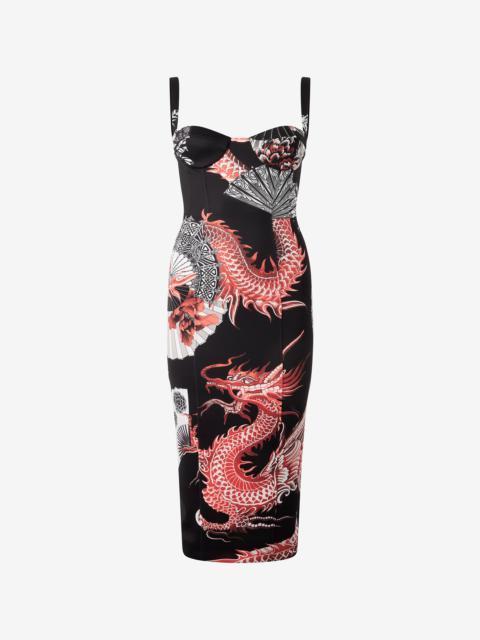 Roberto Cavalli Midi Dress With Dragon