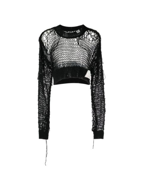 rope-knit cropped jumper