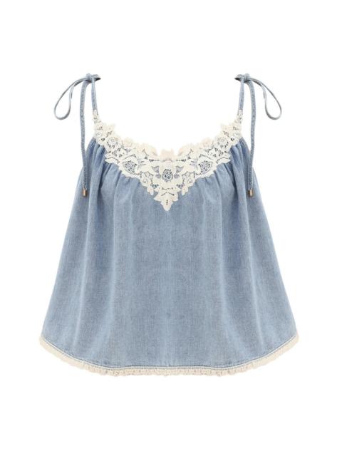 Zimmermann FAIRLIGHT DENIM LACE CAMI
