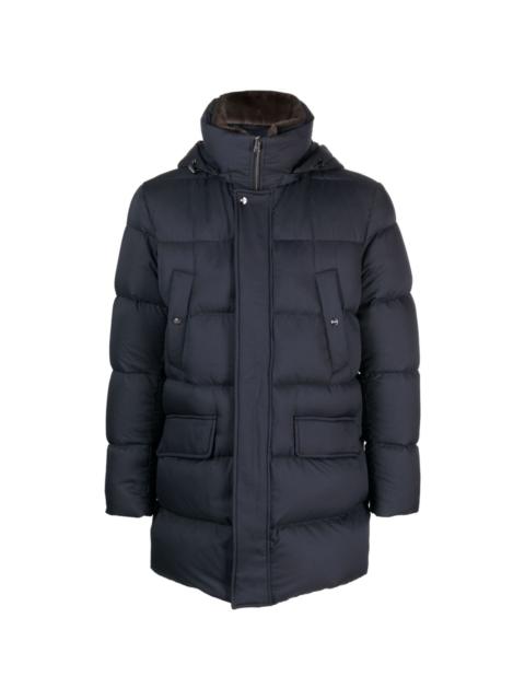 funnel-neck hooded padded coat