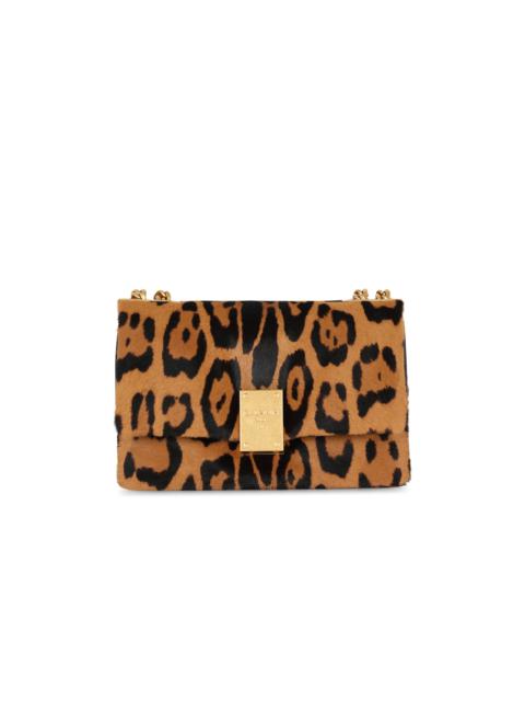 Balmain 1945 Soft small bag in leopard-effect leather