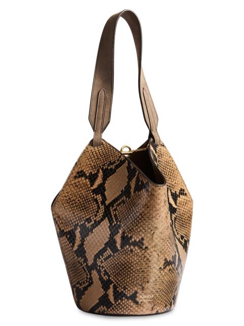 KHAITE Women's Lotus Mini Snakeskin-Print Leather Tote Bag - Taupe Morning Dove