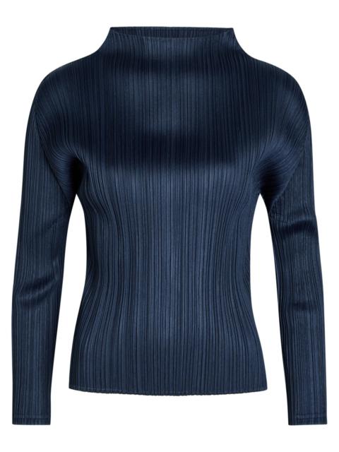 Pleats Please Issey Miyake Pleats Please Issey Miyake Pleated Mock-neck Woven top