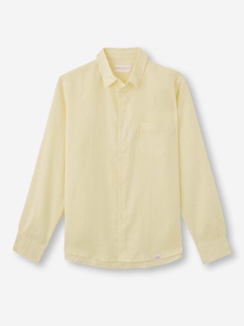 Derek Rose Men's Shirt Monaco Linen Buttermilk