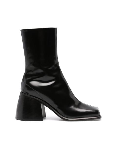 80mm square-toe leather boots