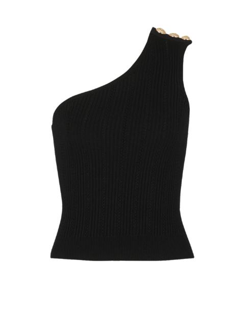 Asymmetrical eco-designed knit crop top