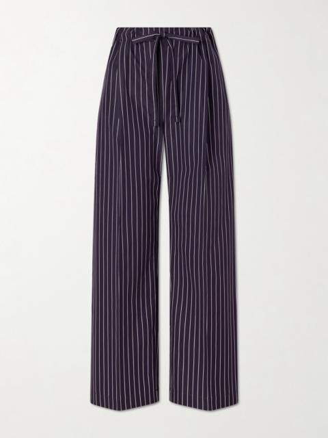 Another Tomorrow Striped Cotton-poplin Straight-leg Drawstring Pants