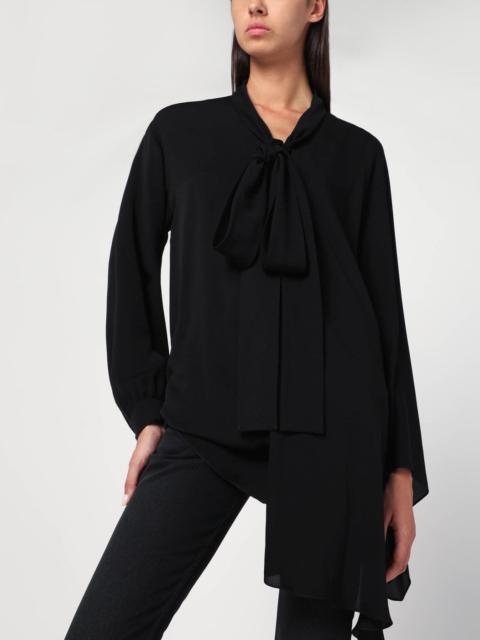 BALENCIAGA Asymmetric black silk blouse with scarf