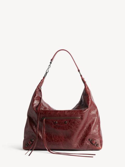 BALENCIAGA Women's Le City Hobo Bag Medium in Berry Red