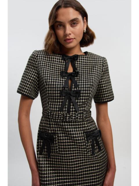KAREN MILLEN Tailored Tweed Bow Detail Mini Dress