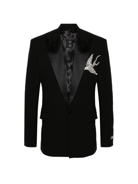 crystal-appliquÃ© single-breasted blazer