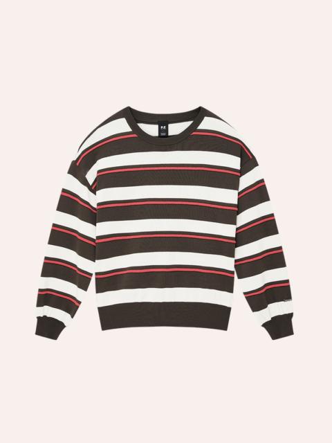 P.E NATION RETREAT STRIPE SWEATER IN DARK OLIVE STRIPE