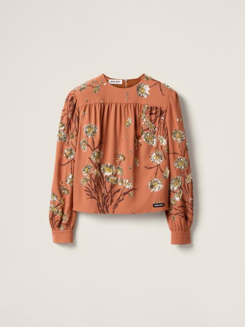 Miu Miu Embroidered sablé top