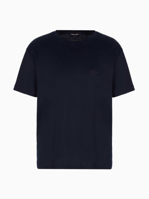 Cotton-interlock T-shirt with embroidered logo