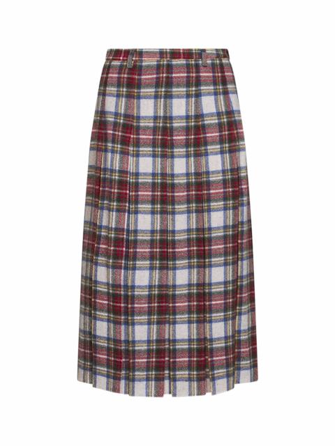 MM6 Maison Margiela Tartan wool-blend pleated midi skirt