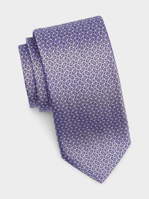 Canali Men's Micro-Geometric Silk Tie, Purple