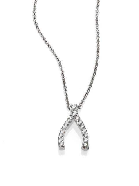 ROBERTO COIN Women's Tiny Treasures Diamond & 18K White Gold Wishbone Necklace - White Gold