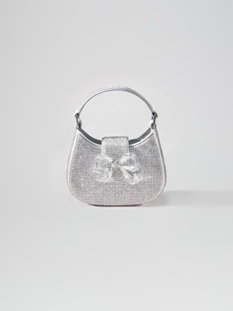 self-portrait Silver Rhinestone Crescent Bow Micro Bag