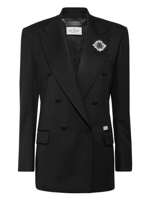 PHILIPP PLEIN crystal-embellished double-breasted blazer
