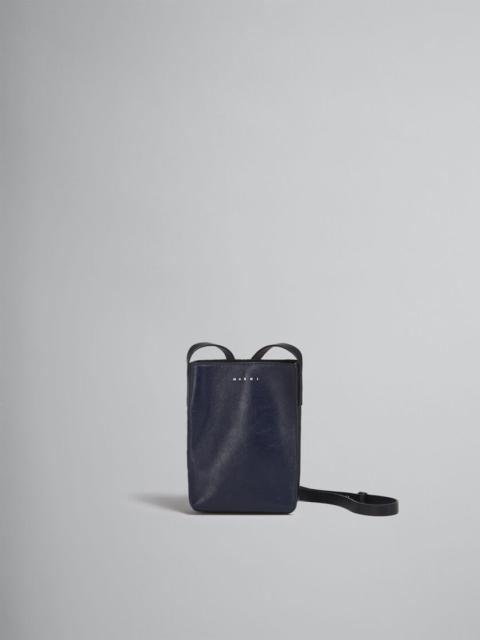 Marni MUSEO SOFT SMALL BAG IN BLUE AND BLACK LEATHER