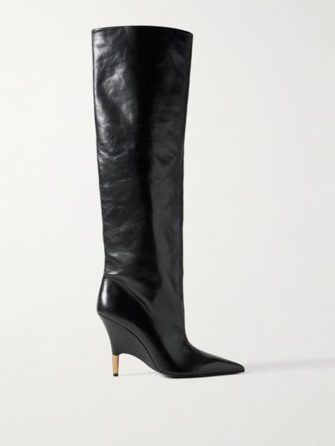 KHAITE Bella leather knee boots Black
