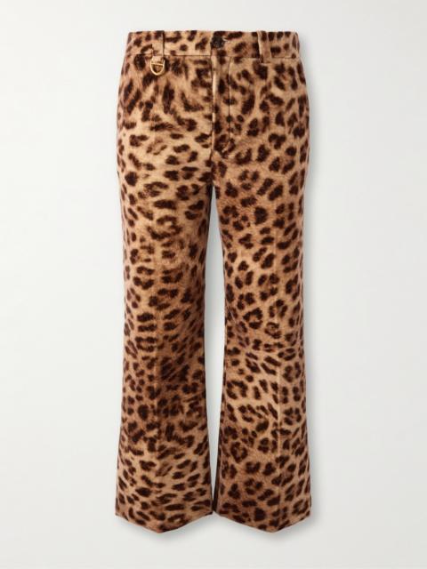 Chloé Cropped Leopard-print Cotton-velvet Straight-leg Pants