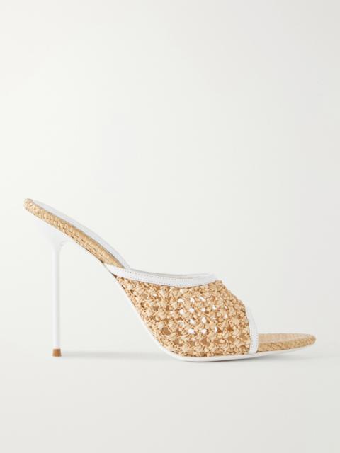 PARIS TEXAS Lidia Leather-trimmed Straw Mules
