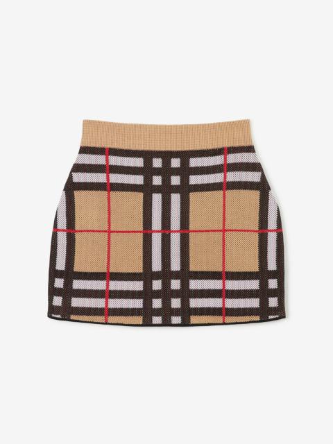 Check Technical Cotton Mini Skirt