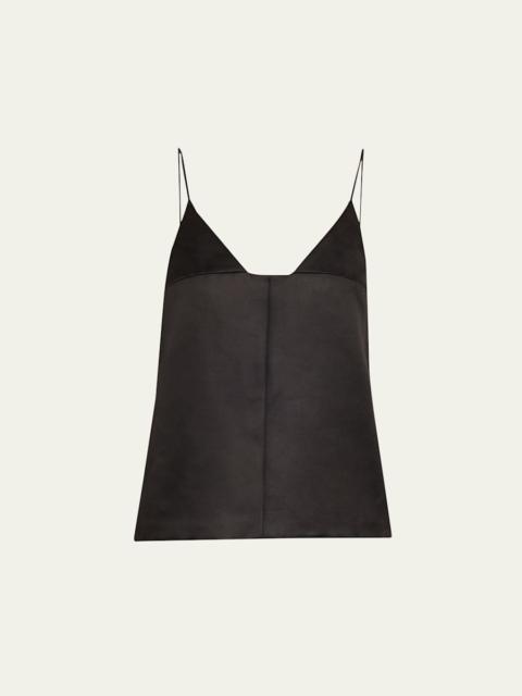 BRANDON MAXWELL Bridges Silk Empire-Waist Tank Top