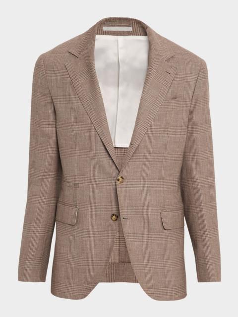 Brunello Cucinelli Men's Wool, Silk and Linen Glen Plaid Suit Jacket