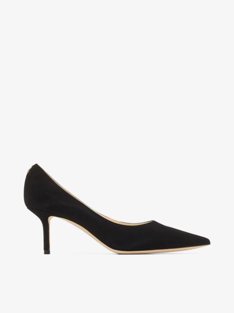 JIMMY CHOO Love 65
Black Suede Pointed Pumps with JC Emblem