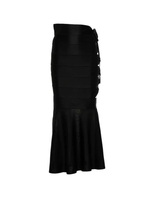 Alaïa Mesh-insert lace-up midi skirt