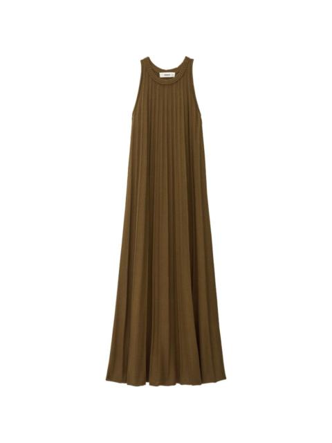 ba&sh Sinte ribbed-knit pointelle-trim flared maxi dress