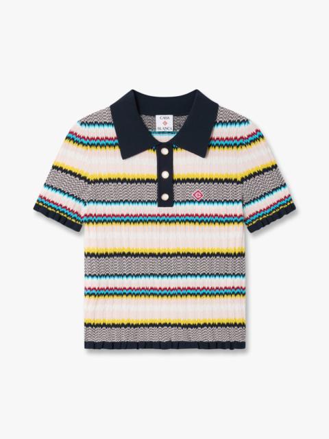 CASABLANCA Multicolour Knit Chevron Short Sleeve Polo Shirt
